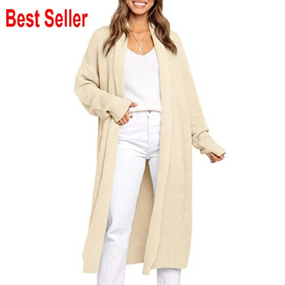 Oversized Long Cardigan Sweater Elegant Minimal Chic Winter Coat Open Front - Picture 2 of 8